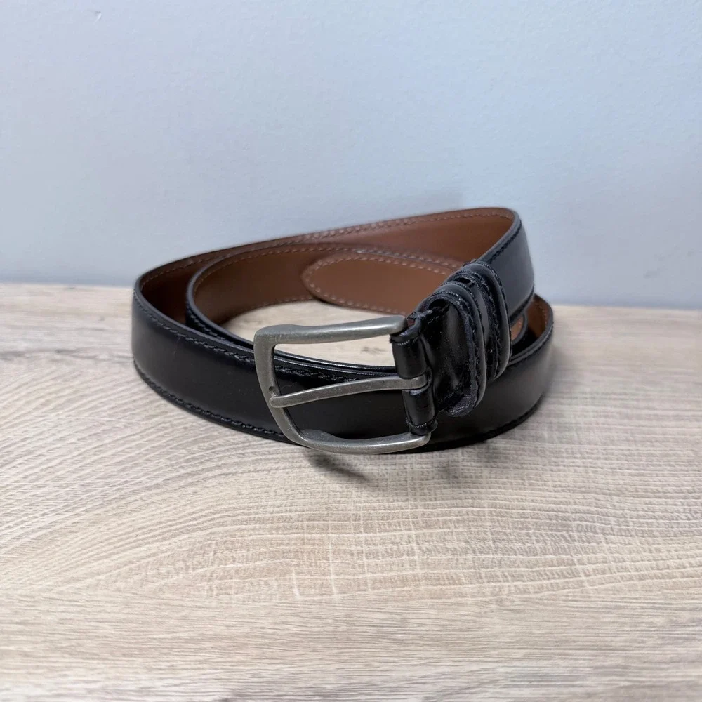 Joseph Abboud Belt Mens 44 Black Italian Leather Dress Classic Silver‎ Buckle